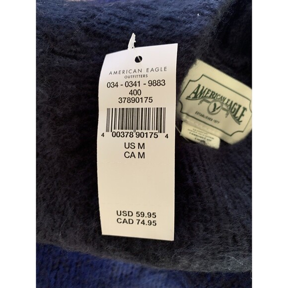 American Eagle Women's Sweater Mock Neck Ribbed Knit Blue Ombre Crop Size Med - Picture 8 of 16